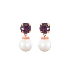 Amethyst pearl drop earrings rose gold Amethyst Stones, February Birthday, Crystal Stones, Drop Earring, Rose Gold Earrings, Amethyst Stone, Pearl Drop Earrings, Pearl Drop, Love A