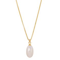 Johnny Pearl Necklace by Erin Fader Jewelry Gold Oval Pearl Necklace With Pearl Charm, Oval Gold Pearl Necklace With Pearl Charm, Yellow Gold Teardrop Pearl Pendant Necklace, Classic Yellow Gold Chain Necklace With Pearl Pendant, Gold Pearl Necklace With Oval Pendant And Pearl Drop, Pearl White Oval Necklace With Pearl Drop, Yellow Gold Drop Necklace With Pearl Pendant, Yellow Gold Pendant Chain Necklace With Pearl Charm, Yellow Gold Pearl Necklace With Teardrop Pendant