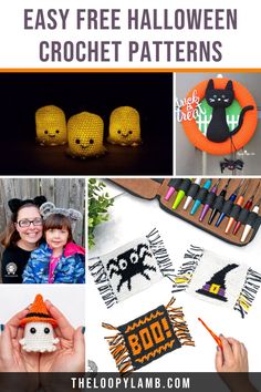 halloween crochet patterns with text overlay that says easy free halloween crochet patterns