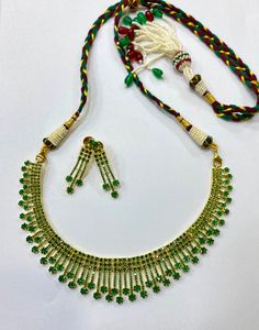 22k yellow gold plating necklace set with three type of gemstone  RUBY EMERALD PEARL Handmade Pretty necklace for pretty women  Light weight necklace with longlasting gold plating with adjustable neck size. Made by Ray fineornates Jewellery from India - for your every type of occasion and mood ✔ HIGH QUALITY~ We make everything by hand and pay extra attention to high-quality materials. Our products are all sanitised.   ✔ Dazzling~ Our handmade product bring you the superior feeling in every occa Green Gold Plated Kundan Necklace For Festivals, Green Gold-plated Kundan Necklace For Festivals, Traditional Gold Emerald Necklace With Jewels, Green Necklace For Diwali, Emerald Temple Jewelry Necklace For Festivals, Festive Emerald Jewelry Sets As Gift, Festive Emerald Jewelry Sets For Gifts, Green Gold Plated Necklaces For Festivals, Gold Plated Green Jewelry For Diwali