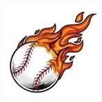 a baseball with flames coming out of it's center and the ball is on fire