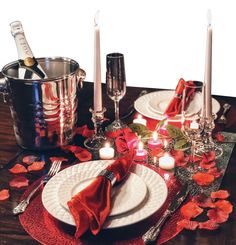 PRICES MAY VARY. PERFECT ROMANTIC DINNER AT HOME --> Favorite romantic restaurant closed? NO PROBLEM! Everything you need to create a beautiful romantic dinner setting for two is included in our Dinner Box DINNER BOX INCLUDES: ♥ Stainless steel champagne ice bucket ♥ Two crystal champagne flutes ♥ Two glass candlesticks with matching romantic candles ♥ Romantic baroque flatware set for two (knives and forks) ♥ Two porcelain dinner and two salad plates ♥ Two satin cloth dinner napkins with stainl Romantic Dinner Tables, Romantic Dinner Setting, Romantic Decorations, Romantic Dinner Decoration, Romantic Table Setting, Dinner Box, Romantic Dinner For Two, Romantic Table, Valentine Dinner