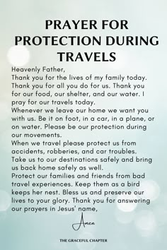 prayer for protection during travel with the words prayer for protection during travel on blue boket background