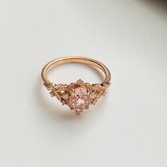 Greta Pink Sapphire Ring. LOTR Fantasy Ring. Whimsical Gold Engagement Ring. Enchanted Sapphire and Diamond Ring by Eidelprecious - Etsy Peach Sapphire Engagement Ring, Fantasy Ring, Peach Sapphire, Sapphire And Diamond Ring, Pink Sapphire Ring, Sapphire Engagement Ring, Gold Engagement Ring, Rose Gold Jewelry, Spring Style