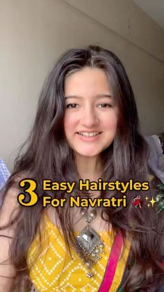 Open Hairstyles For Traditional Wear, Normal Open Hairstyle, Simple Garba Hairstyle, Hairstyles For Short Hair For Traditional Wear, Front Hair Styles With Bun, Hairstyle For Round Face Indian Wedding, Easy Hairstyles For Festivals Indian, Bun Hairstyle For Navratri Look, Haïr Style With Paranda