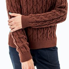 Introducing a modern, feminine version of the classic fisherman's sweater: the Fischer Sweater! While this sweater nods to tradition with beautiful alternating rows of cable knit along the body and by utilizing wool, small details bring this style into 2023. First and foremost, we love the enhanced softness and more pleasant handfeel of the knit, which is a blend of luxurious merino wool and acrylic. The length of the sweater is also very flattering and feminine, hitting right at the hip. The mo Fitted Wool Sweater With Textured Knit, Elegant Merino Wool Cable Knit Sweater, Versatile Soft-textured Winter Sweater, Fitted Textured Knit Brown Sweater, Fisherman’s Rib Ladies Sweaters, Fisherman Sweater, Shipt Shopper, Mock Turtleneck, Small Detail