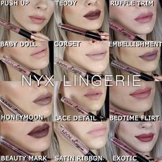 NYX Lip Lingerie Nyx Lip Lingerie, Mac Lipstick Swatches, Nyx Lingerie, Permanente Make-up, Nyx Matte, Nyx Lip, Matte Lipsticks, Nyx Makeup, Beauty Make-up