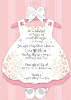 Baby Girl Dress shower invitation Baby Girl Shower Ideas, Girl Shower Ideas, Baby Invitations, Baby Shower Invites