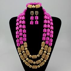 Necklaces Pendants Women Jewelry african beads jewelry set Gold Wedding Jewelry With Colorful Beads, Wedding Jewelry With Large Beads, Gold Spacer Beads Jewelry For Wedding, Gold Wedding Jewelry With Spacer Beads, Pink Spacer Beads Jewelry For Wedding, Pink Polished Beads Jewelry For Wedding, Pink Spacer Beads Wedding Jewelry, Pink Polished Beads Wedding Jewelry, Pink Polished Bead Wedding Jewelry