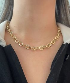 14K Italian Gold Specialty Circle Link Chain, Yellow Old, Circle Links, High Polished Links, Lobster Clasp, Beautiful Statement Piece Chain - Etsy Yellow Gold Oval Link Clavicle Chain Necklace, Yellow Gold Link Chain Necklace With Clavicle Chain, Gold Plated Oval Link Clavicle Chain Necklace, Gold Plated Clavicle Chain Necklace With Oval Links, 14k Gold Round Clavicle Chain Necklace, Formal Gold Chain Necklace With Round Pendant, Classic Jewelry With Chunky Round Chain, Yellow Gold Rolo Chain Necklace, Classic Round Chunky Chain Jewelry