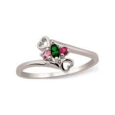 Our Beloved Sterling Silver Heart Bypass Birthstone Ring surrounds her with love. One Marquise Birthstone, with two shimmering round birthstones that hug on either side, each symbolizing her family. Hearts that entwine above and below to tell her she is loved. This dainty ring is a sentimental reminder that she is the apple of your eye. The perfect gift for mother or daughter. Suggested occasions Birthday, Graduation, Mothers Day, Valentines Day, Christmas, or Holiday Gift. Size: one size.  Colo White Gold Birthstone Ring For Anniversary In May, White Gold May Birthstone Ring For Anniversary, Double Heart Birthstone Ring For Promise, Heart Gemstone Ring For Promise And May Birthstone, Three Stone Birthstone Ring For Promise In May, White Gold Promise Ring For May Birthstone, Promise Ring With Birthstone And Double Heart, Heart-shaped May Birthstone Promise Ring, Double Heart Birthstone Ring For Anniversary