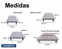 the measurements for different beds and mattresses