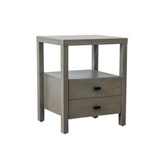 an end table with two drawers on one side and a drawer on the other hand