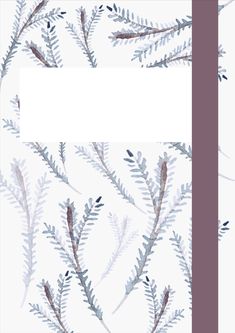 a white and purple background with some plants on the bottom right corner, and an empty card in the middle left corner