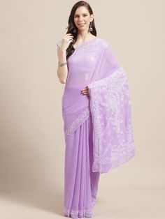 "Find more items of ADA:- https://www.etsy.com/in-en/shop/AdachikanStudio SKU: A183248 Color: Mauve SKU: A191793 Color: Fawn Fabric: Faux Georgette Length of the Saree: 5.50 meter Blouse Length : 1 meter Embroidery: Bakhiya, Phanda and Jaali Thread: White Cotton Touch and Feel: Soft and Comfortable Silhouette: Feel elegant with Ada Chikankari saree. The alluring Mauve Faux Georgette saree weaved with white cotton thread. The fabric is lightweight and soft, best for any season use. Disclaimer: Bl Purple Saree With Chikankari Embroidery, Purple Bollywood Saree With Chikankari Embroidery, Traditional Purple Chikankari Embroidery Saree, Traditional Purple Saree With Chikankari Embroidery, Traditional Purple Blouse Piece With Chikankari Embroidery, Purple Saree Blouse With Chikankari Embroidery, Navratri Chikankari Embroidery Saree, Purple Blouse Piece With Chikankari Embroidery, Purple Blouse Piece With Chikankari Embroidery For Saree