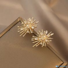 OrcaJump - Exquisite Firework Stud Earrings - Captivating Dynamic Burst Pattern - Luxurious Glistening Gold Accents Gold Details, Night Sky, Gold Accents, Night Skies, Unique Patterns, Fireworks, Stud Earrings, Silver, Gold