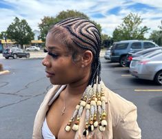 Cute 4 Braid Hairstyles, Braids To The Back With Beads, Colored Straight Back Cornrows, Scalp Braids With Beads, Straightback Cornrows Braids With Beads, Straight Back With Beads, Straightback Cornrows Braids With Design, Feed In Braids Cornrows With Designs, Ashanti Braids