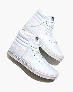 Vans® Unisex Sk8-Hi High-Top Sneakers in Suede and Canvas Umich Gameday, Florida Fits, Shoe Reference, Sabrina Style, Hightop Vans, Spencer List, White High Top Vans, White And Gold Sneakers, Dream Wishlist