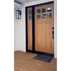 Craftsman Douglas Fir 6 Lite Clear Glass Exterior Door - Krosswood Single Front Doors With Glass Panels Craftsman, Craftsman Exterior Door Lowe's, Wood Front Doors Lowe's, Oak Stained Exterior Door, Craftman Exterior Doors, Craftsman Farmhouse Door, Front Door 3/4 Light, Wooden Doors Front Door Cheep, Wooden Front Door Bungalow