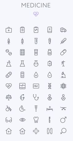 the medical icon set is shown in black and white, with different symbols on it