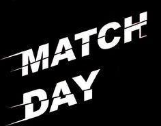 the words match day written in white on a black background