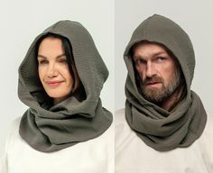 Hooded Reference, Loose Head Scarf, Cloth Folds Reference, Scarf Over Head, Hooded Person, Scarf Reference, Hood Reference, Burningman Festival, Hooded Cowl Scarf