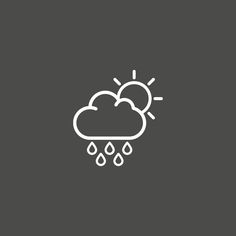 a weather icon with rain and sun in the sky on a dark gray background illustration