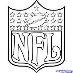 the nfl logo with stars around it and an american football ball in the center on top