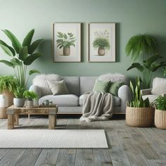 a living room filled with lots of green plants