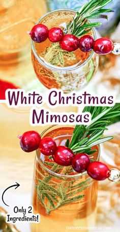 two glasses filled with white christmas minosas