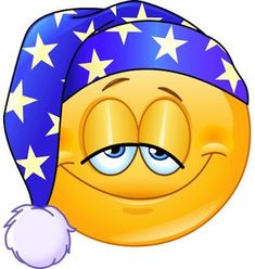 an emoticive smiley face wearing a blue and white hat with stars on it