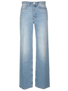 "The 1978" jeans in light blue washed denim from Frame, with high waist, straight leg, 5 pocket design. Versace Designer, Outfit Plan, Zegna Shoes, Jeans For Women, Washed Denim, Denim Design, Shirt Skirt, Yoga Wear, Shirt Accessories