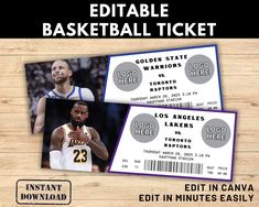 two tickets for the golden state warriors and los angeles lakers