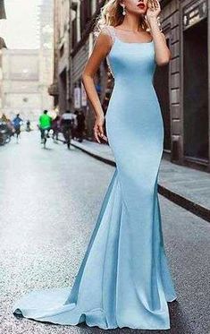 Trumpet Evening Dress, Blue Long Prom Dress, Formal Evening Gown, Best Prom Dresses, Satin Evening Dresses, Long Prom Gowns, Beaded Prom Dress, Backless Prom Dresses, Satin Prom Dress