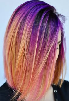 Sunset Hair Color, Breakfast Banana, Bars Healthy, Rambut Brunette, Banana Bars, Rainbow Hair Color, Balayage Blonde, Beautiful Hair Color