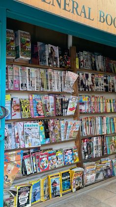 there is a large number of magazines on display