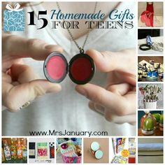 a collage of different items with the words 15 homemade gifts for teens on them