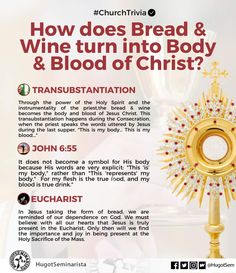 an ad for the church's bread and wine turn into body & blood of christ