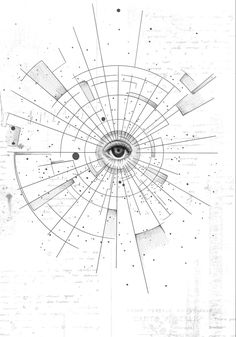 an eye is surrounded by lines and dots