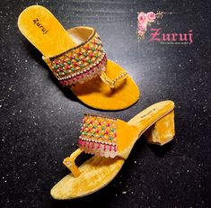 HL-44-Yellow is a quintessential exemplary of pleasant, luxurious and traditional artistry. These are the adorable heritages of Pakistan and India that are hand-sewed by determined cordwainers of rural areas to exhibit the utmost beauty of prepossessing feet. These Heels Kolhapuri chappal are very awesome in quality and design, this is totally handmade and made with high-quality materials. The upper of these Kolhapuri sandals is made by best craftsmen. You can wear these ethnic shoes in every dr Multicolor Traditional Round Toe Heels, Traditional Multicolor Round Toe Heels, Traditional Handmade Closed Toe Heels, Festive Closed Toe Sandals For Puja, Festive Sandals With Gota Work And Single Toe Strap, Cutdana Open Toe Sandals For Puja, Festive Multicolor Open Toe Sandals, Traditional Open Toe Heels With Zari Work, Traditional Yellow Open Toe Sandals