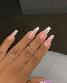 Ballerina Nails Designs, Pink White Nails, Gel Toe Nails, Wow Nails, Beige Nails, Nails Design With Rhinestones, Short Acrylic Nails Designs, Oval Nails, Chic Nails