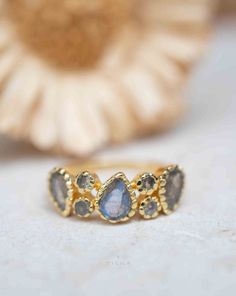 Labradorite Gold Plated Ring * Statement Ring * Gemstone Ring * Bridal Ring * Wedding Ring * Organic Ring * BJR319 Large Gold Ring, Textured Gold Ring, Green Gemstone Ring, Rose Gold Plated Ring, Gold Rings Simple, Organic Rings, Gold Gemstone Ring, Gem Ring, Gold Filled Ring