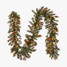 two christmas garlands with lights hanging from the top and bottom, on a white background