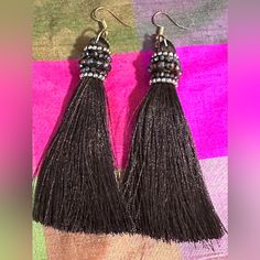 Never Worn Elegant Brown Adjustable Tassel Earrings, Elegant Brown Dangle Tassel Earrings, Bohemian Tassel Earrings For Evening, Elegant Beaded Earrings With Tassels, Pink Dragonfly, Pink Head, Helzberg Diamonds, Tie Pattern, Dragonfly Earrings