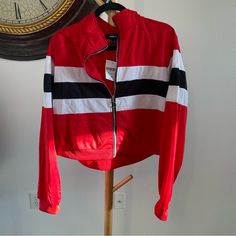 New With Tags Red White And Black Sports, Racing, Athletic Style Jacket Forever 21 Plus 3x Trendy Red Long Sleeve Track Jacket, Trendy Red Track Jacket For Fall, Forever 21 Sporty Long Sleeve Outerwear, Sporty Long Sleeve Tops By Forever 21, Sporty Spring Outerwear From Forever 21, Red Athleisure Outerwear For Spring, Red Spring Athleisure Outerwear, Denim Sherpa Jacket, Jacket Varsity