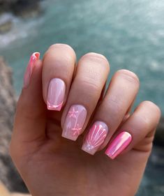 Nails Printemps, Feminine Nails, Nails 23, Seashell Nails, Unghie Sfumate, Nagel Tips, Vacation Nails, Pink Nail Designs