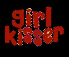 the word glit kosop written in red and blue letters on a black background