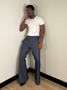 Retro Fitted Straight Leg Flares, Casual Fitted Flares Trousers, Trendy Fitted Wide-leg Flare Jeans, Retro Fitted Wide Leg Flares, Fitted Wide-leg Denim Pants, Retro Fitted Wide Leg Pants, Retro Fitted Wide Leg Flare Pants, Men Flare Pants, Men 70s Fashion