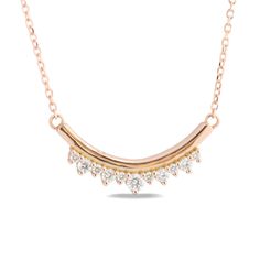 This dazzling diamond necklace showcases brilliant white diamonds set in a lustrous 14k rose gold U shaped crown pendant setting creating a stylish and unique look. It drops gorgeously from a solid 14k rose gold cable chain. The length of the gold chain can be adjusted to either 16" or 18" long to suit your style! This curved diamond necklace matches perfectly with our crown diamond wedding band and earrings. It can be made in your choice of white, rose, or yellow gold. ** The listing price is f Necklace Extender, Custom Ring Designs, Eco Friendly Jewelry, Unique Diamonds, Solid Gold Jewelry, Gold Chain Necklace, Drop Pendant, Ring Size Guide, Gold Jewelry Fashion