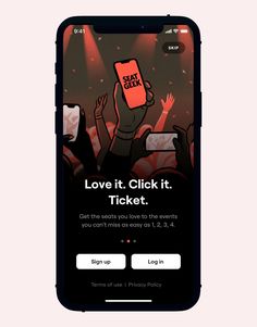 an iphone screen with the text love it, click it ticket and someone holding up a cell phone